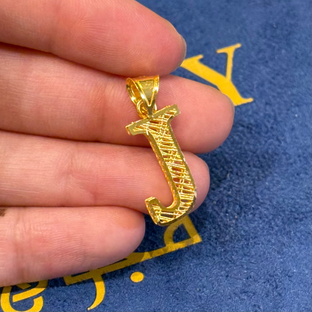 21K Gold "J" Pendant