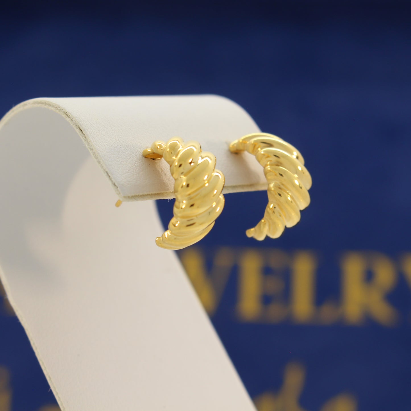 21K Gold J Hoop Earrings