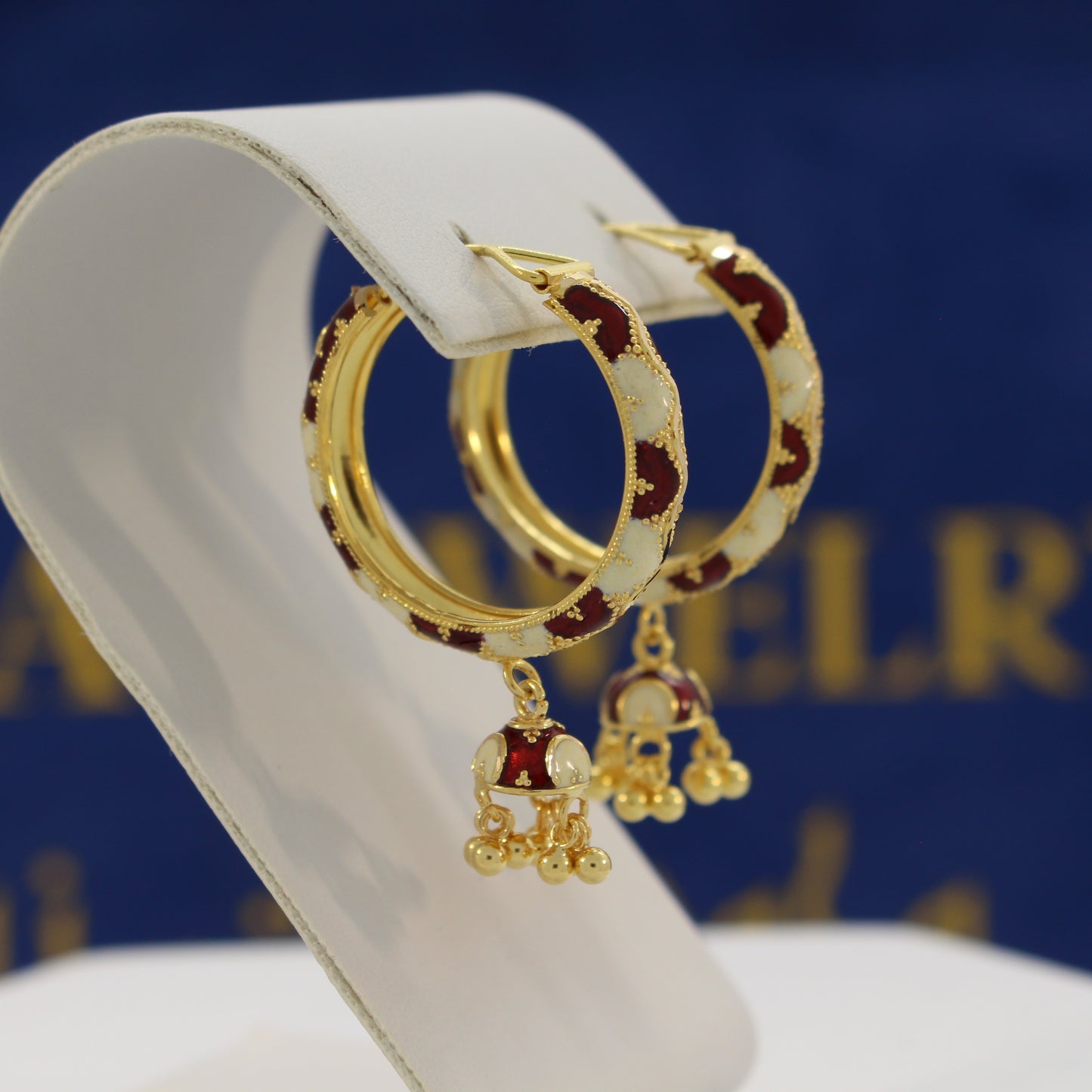 21K Gold Fancy Hoop Earrings