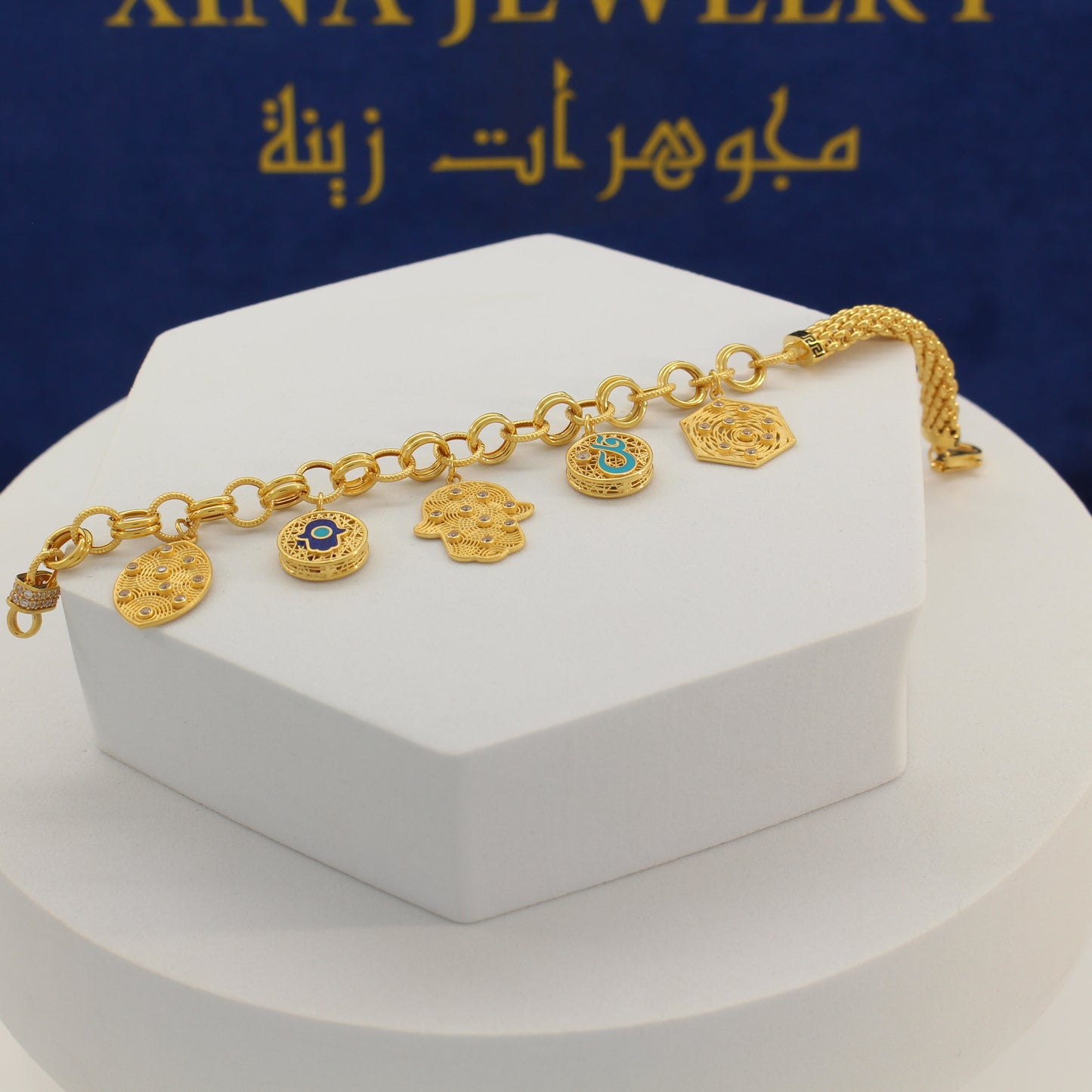 21K Gold 'Qul' Charms Bracelet