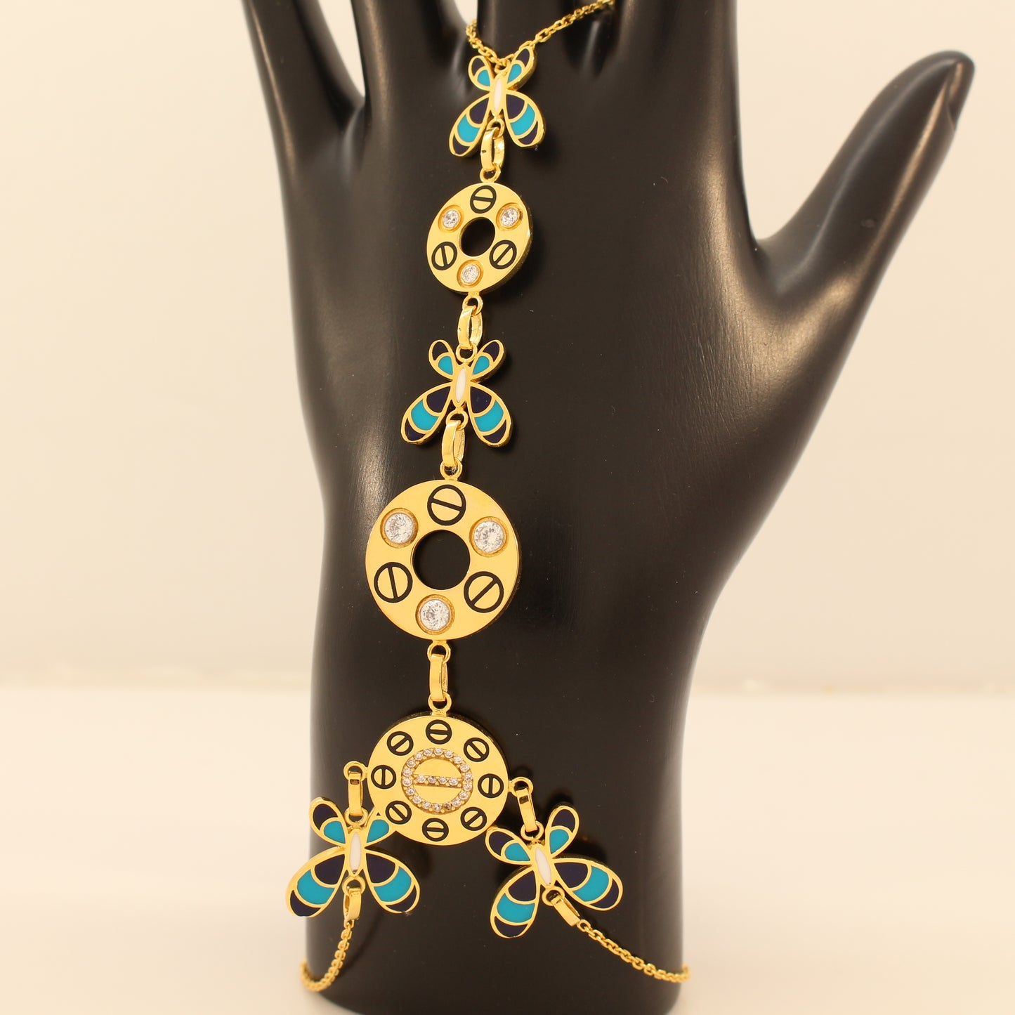 21K Gold Finger Chain Bracelet