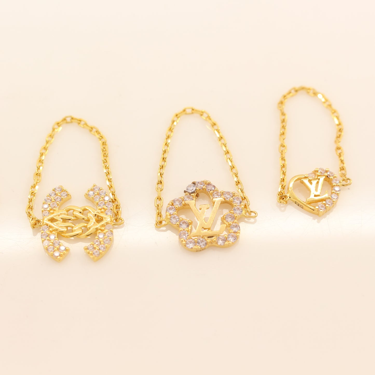 21K Gold Chain Rings Size 5.5