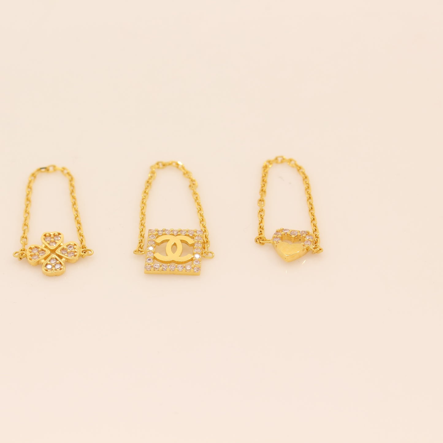 21K Gold Chain Rings Size 6.5