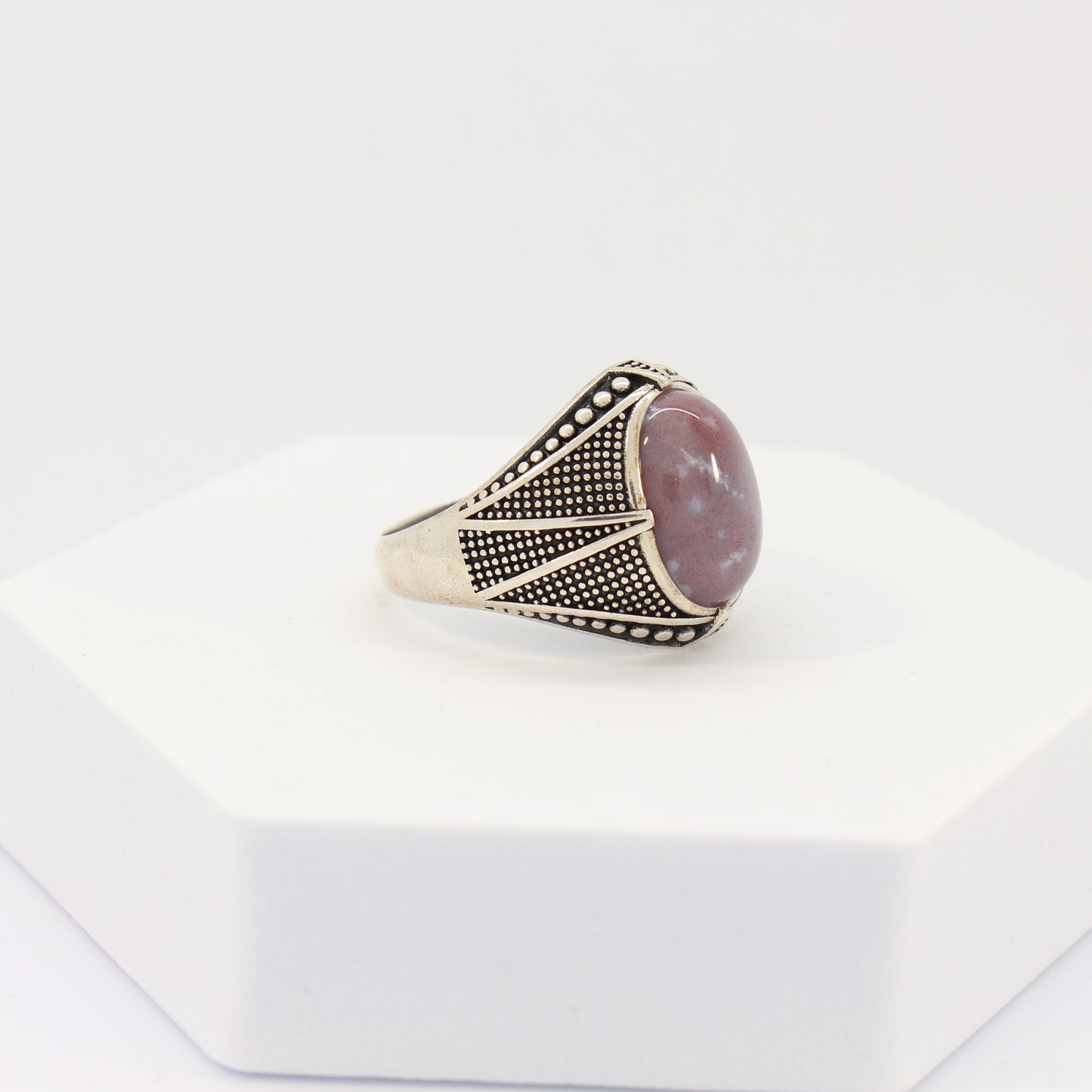 Sterling Silver Agate Turkish Ring (sz 13)