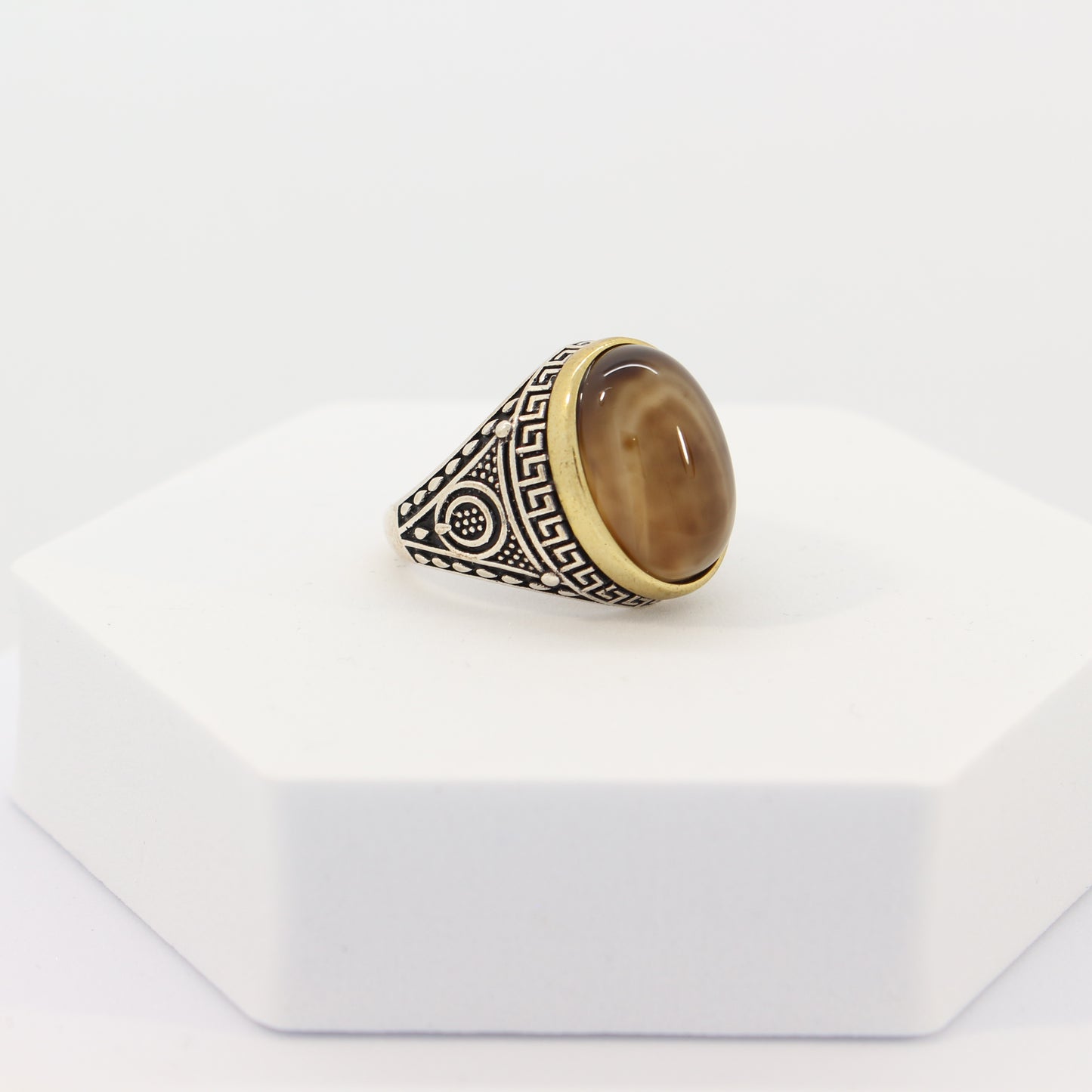 Sterling Silver Agate Turkish Ring (sz 9)