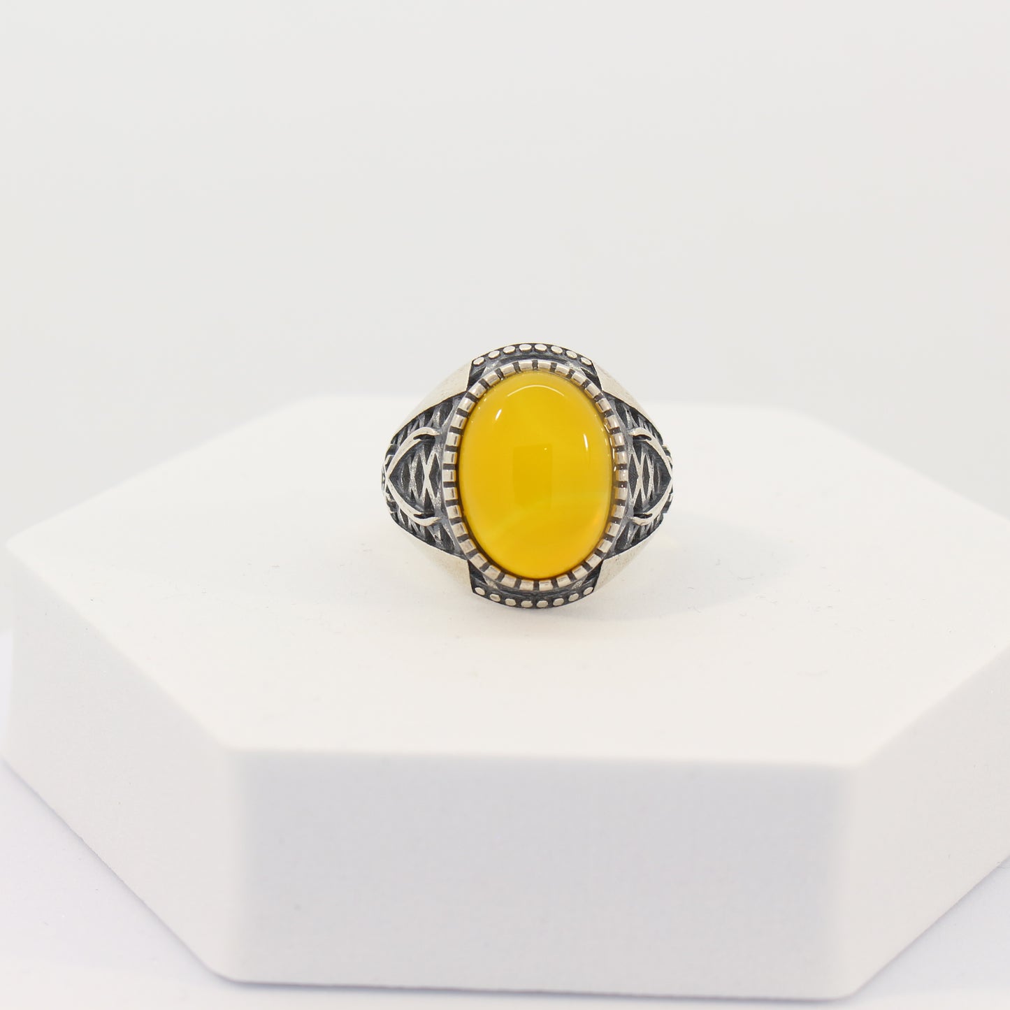 Sterling Silver Agate Imam Ali Turkish Ring (sz 10.5)