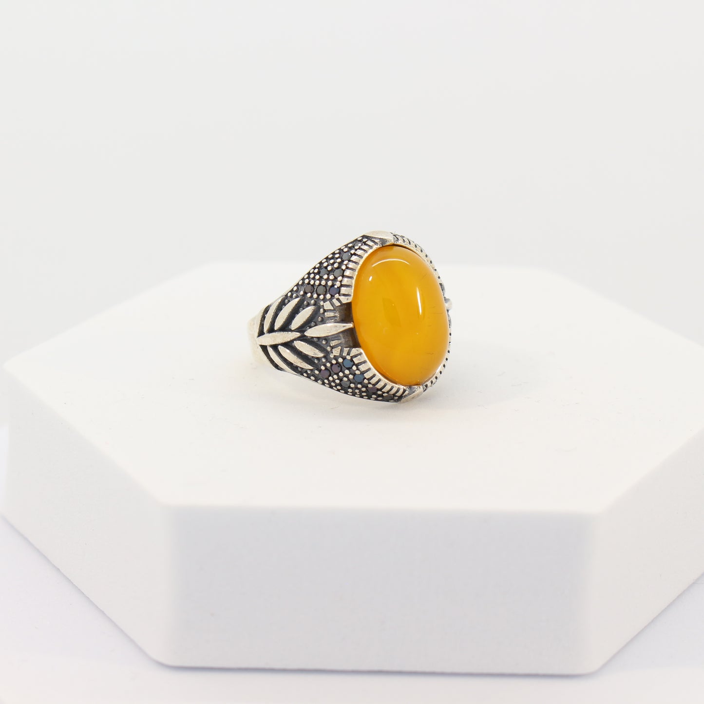 Sterling Silver Agate Turkish Ring (sz 9)