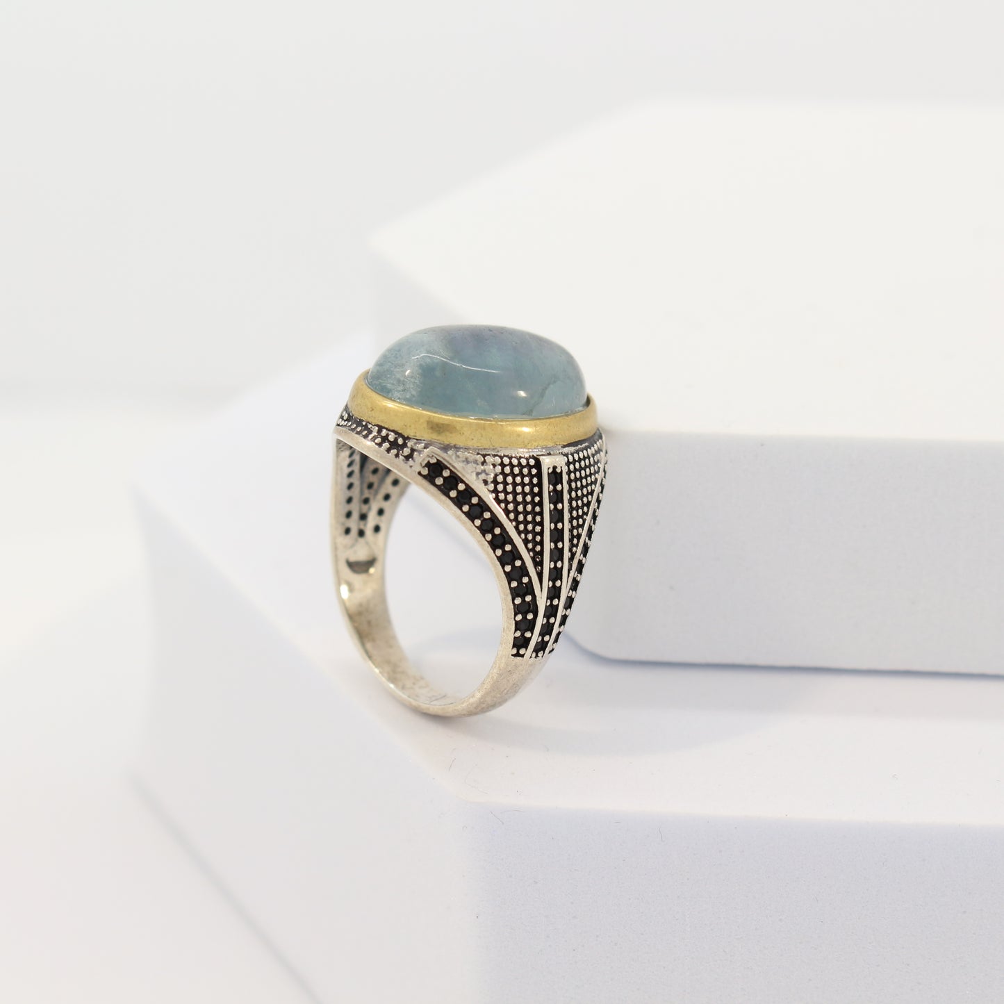 Sterling Silver Fluorite Turkish Ring (sz 10)