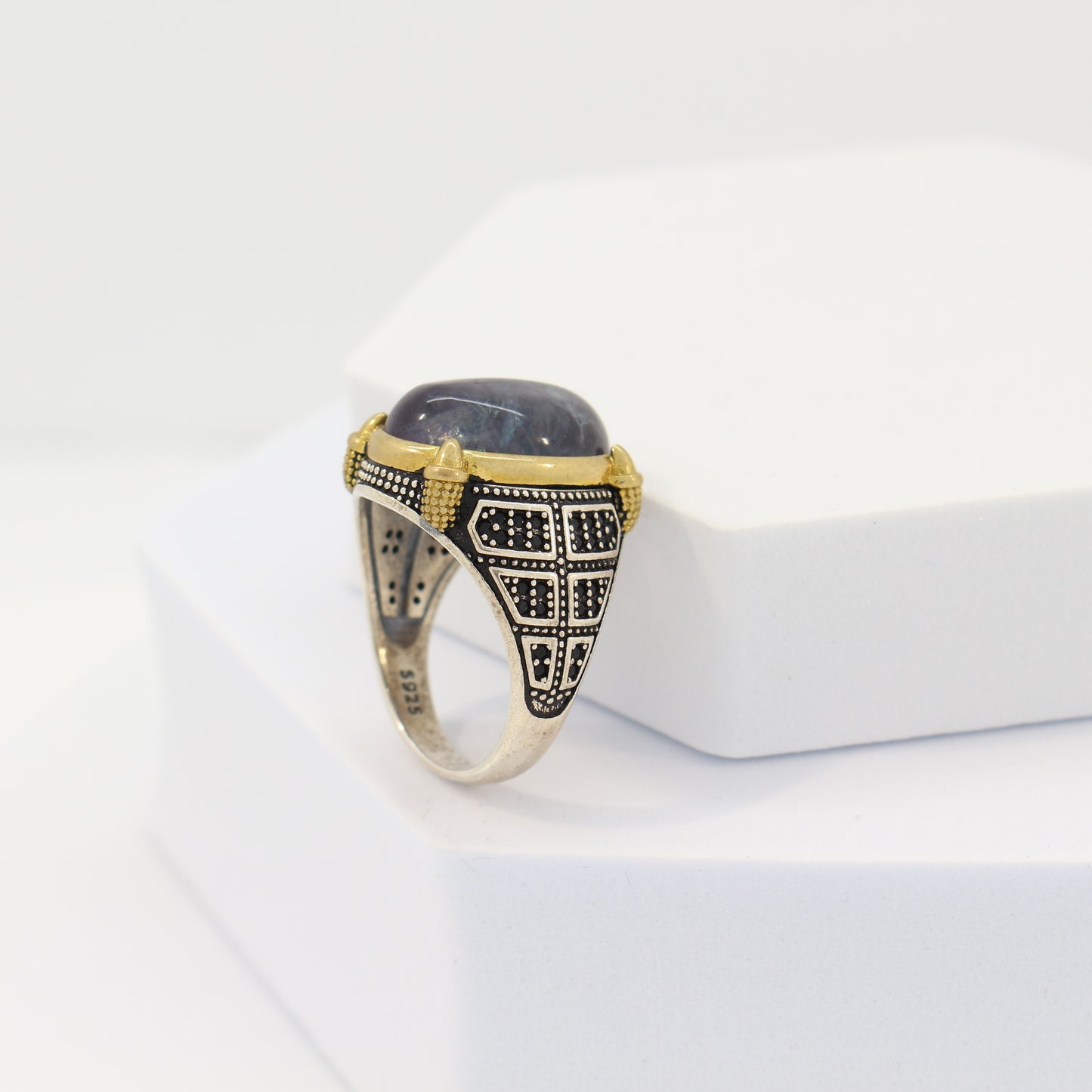 Sterling Silver Fluorite Turkish Ring (sz 10)