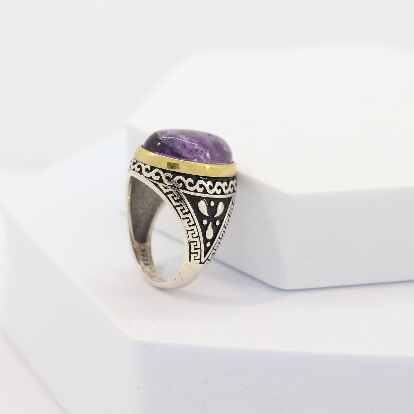 Sterling Silver Fluorite Turkish Ring (sz 7.5)