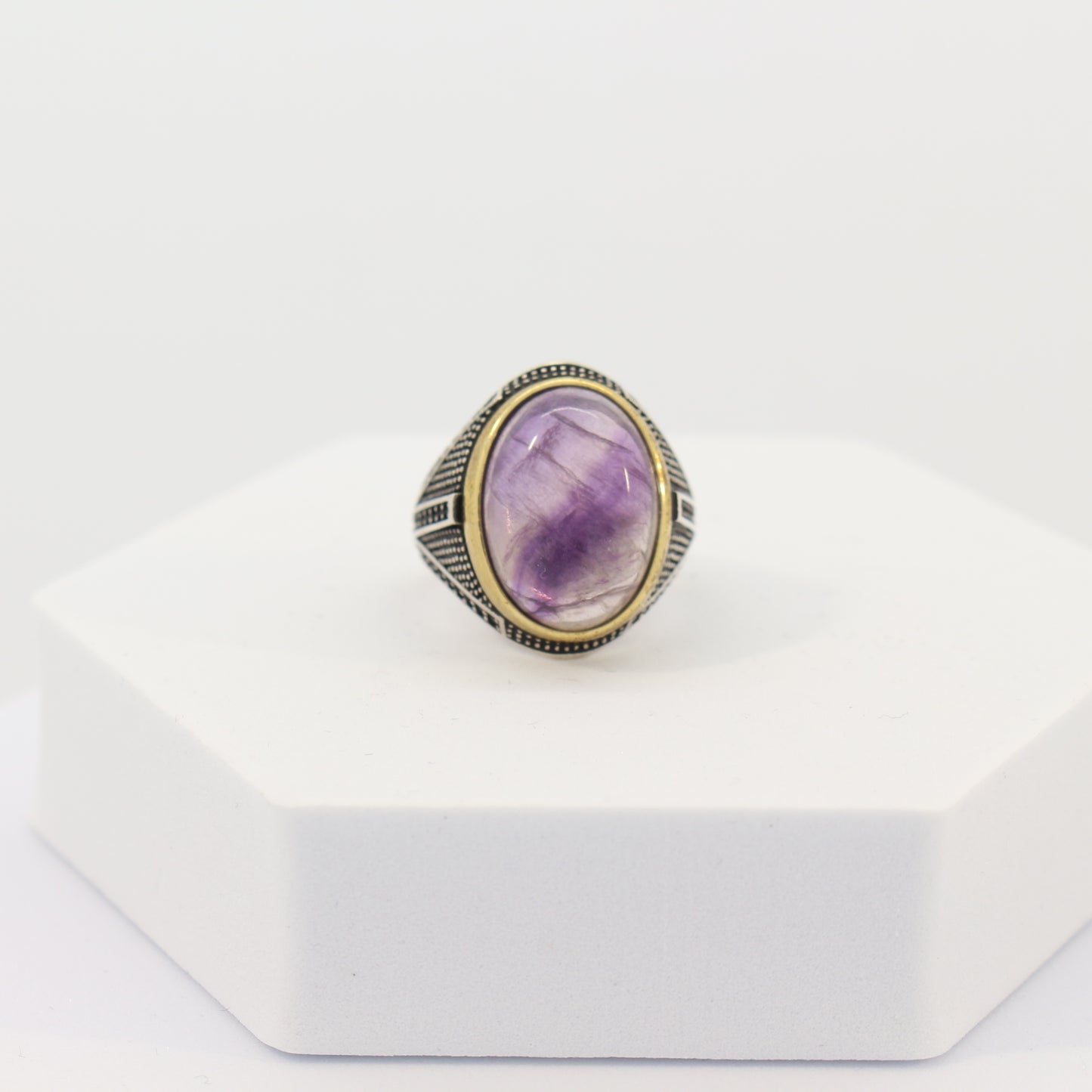 Sterling Silver Fluorite Turkish Ring (sz 8)