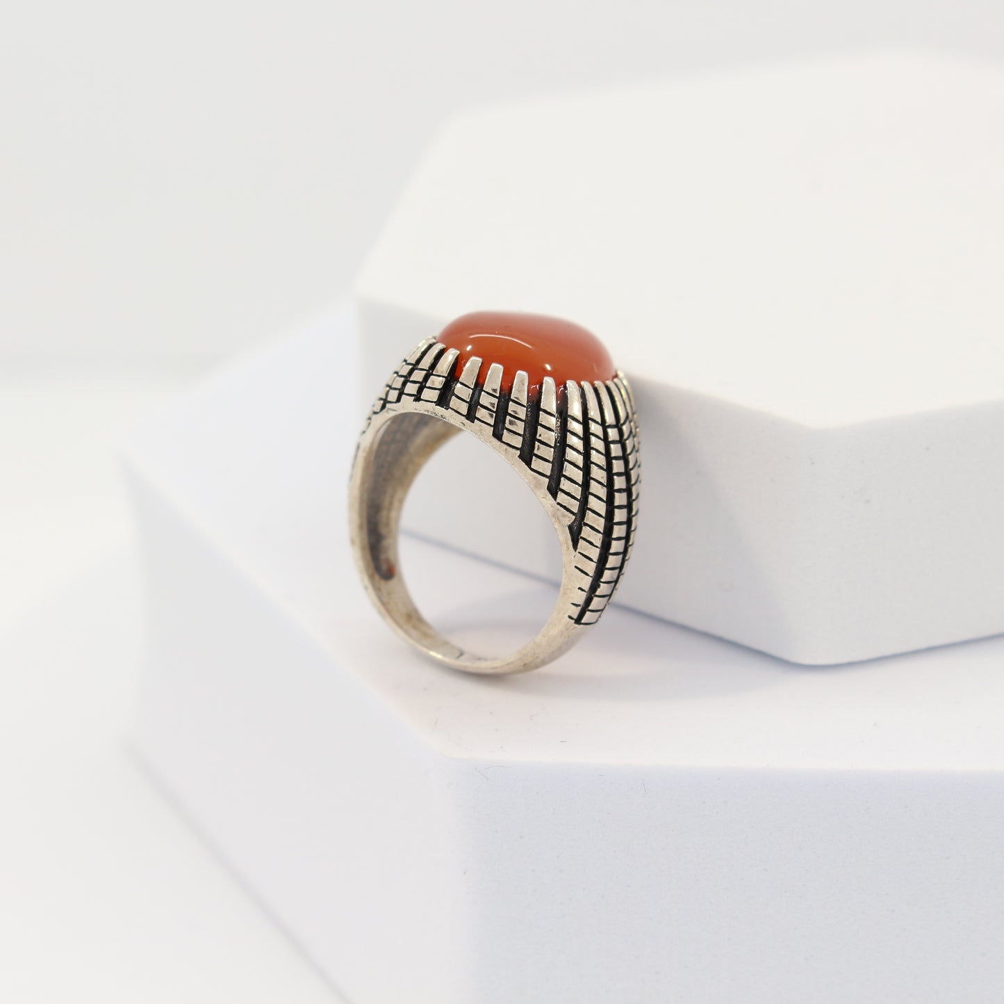 Sterling Silver Agate Turkish Ring (sz 8)