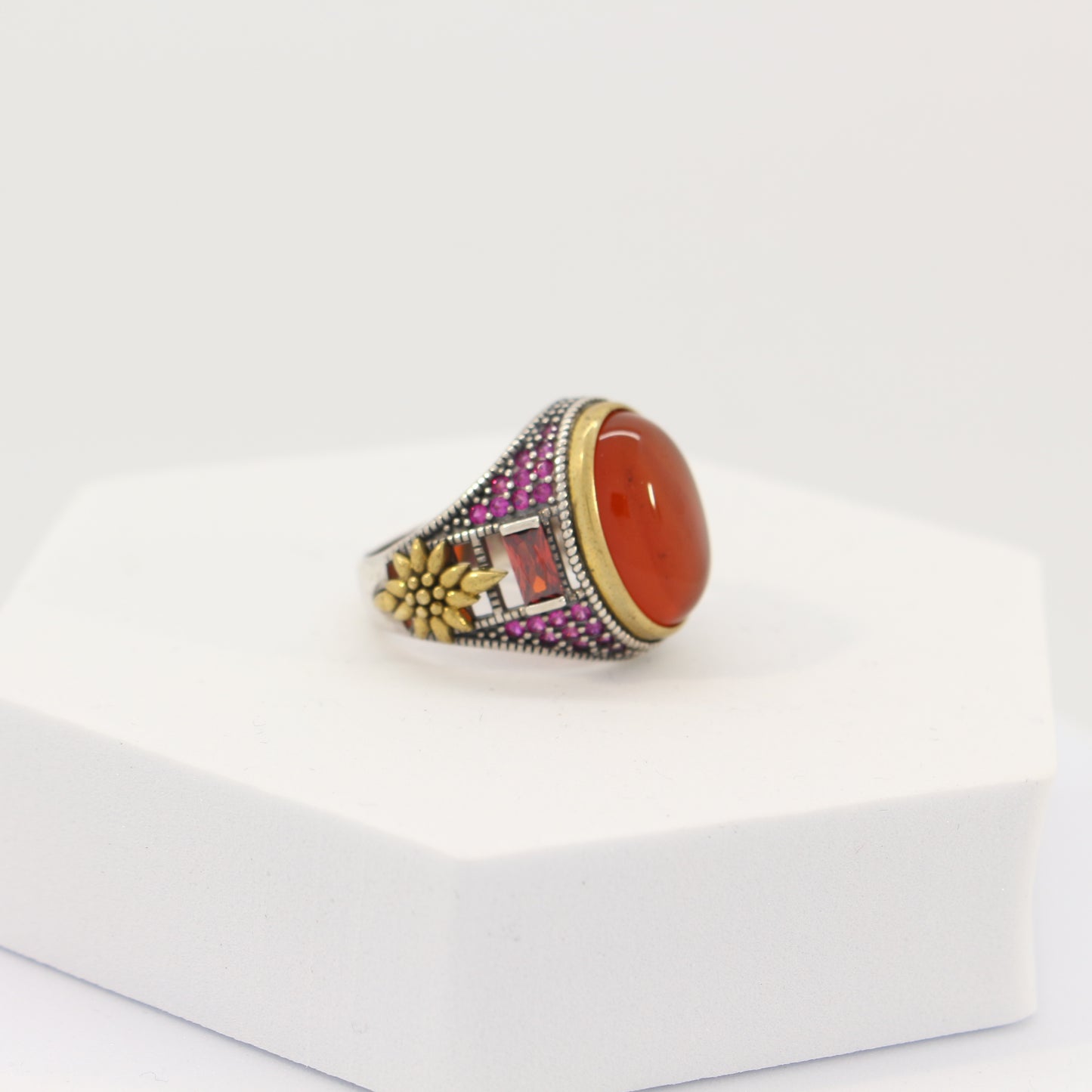 Sterling Silver Agate Turkish Ring (sz 8)