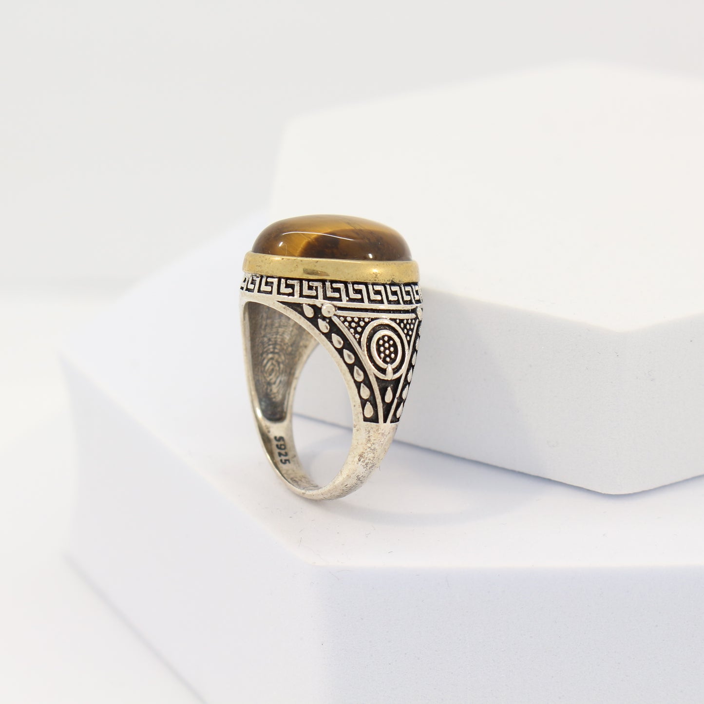 Sterling Silver Tiger Eye Turkish Ring (sz 10)