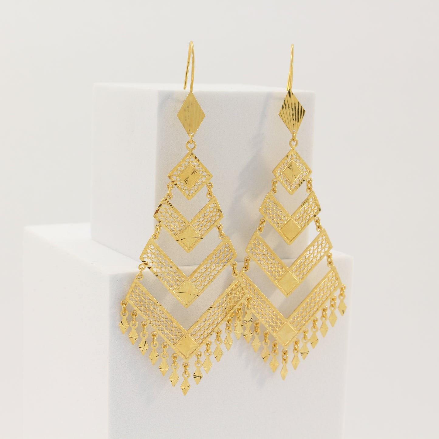 21K Gold Chandelier Earrings