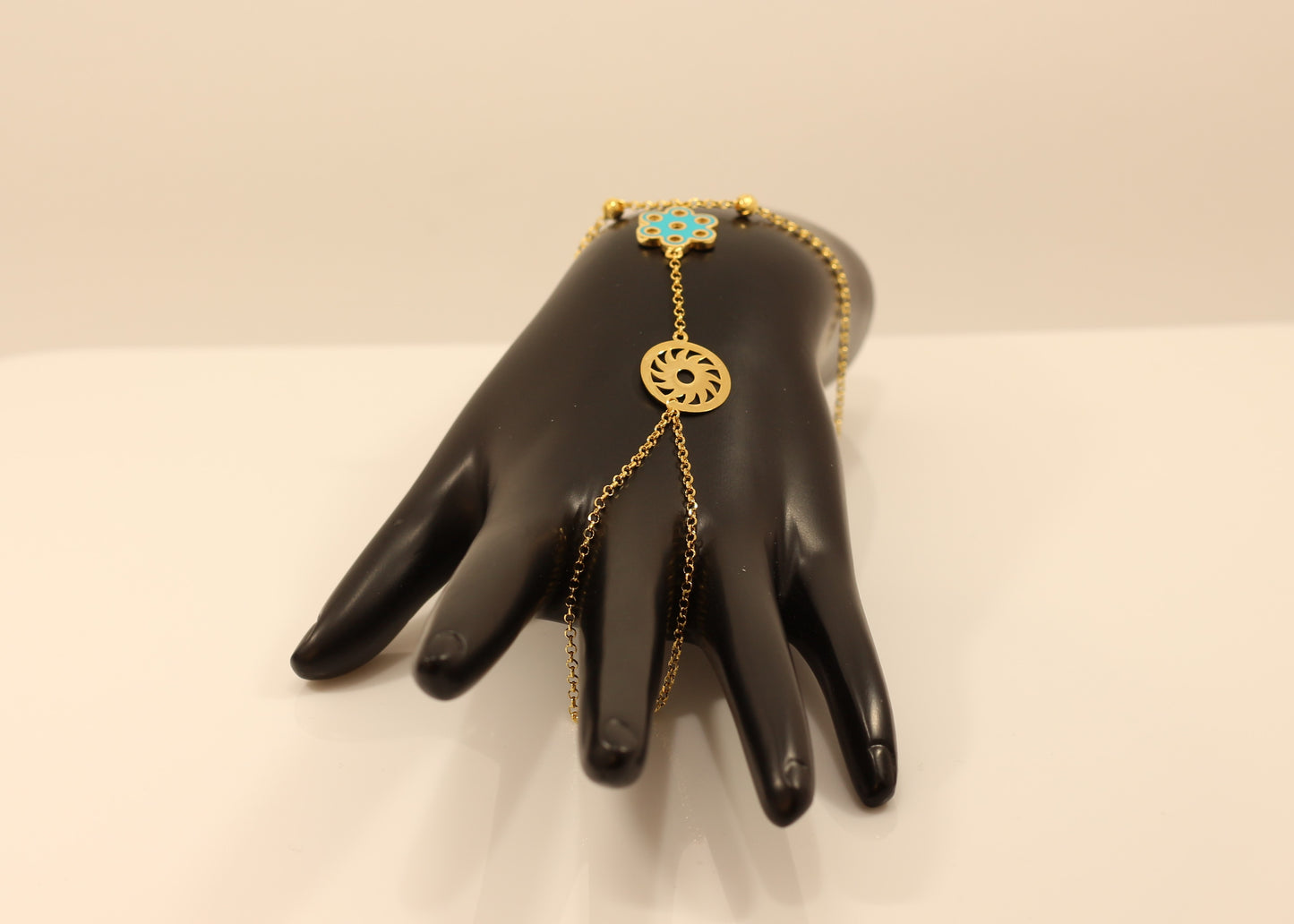 21K Gold Finger Chain Bracelet