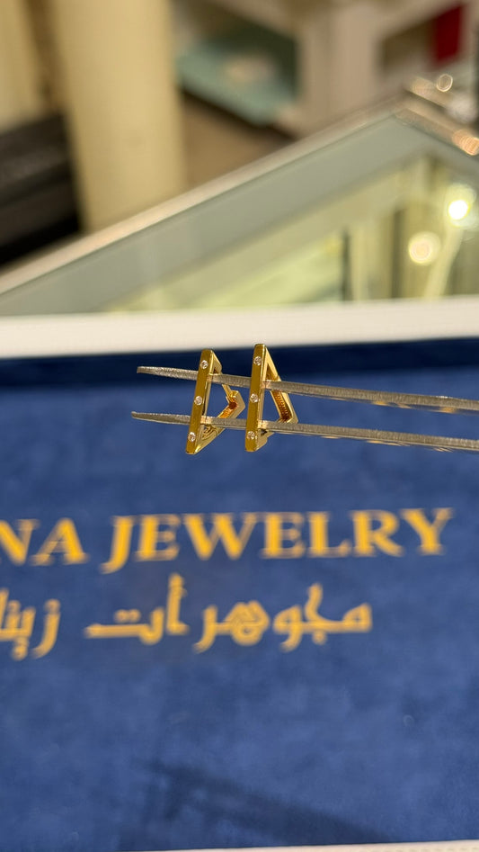 21K Gold Triangular Huggie Earrings