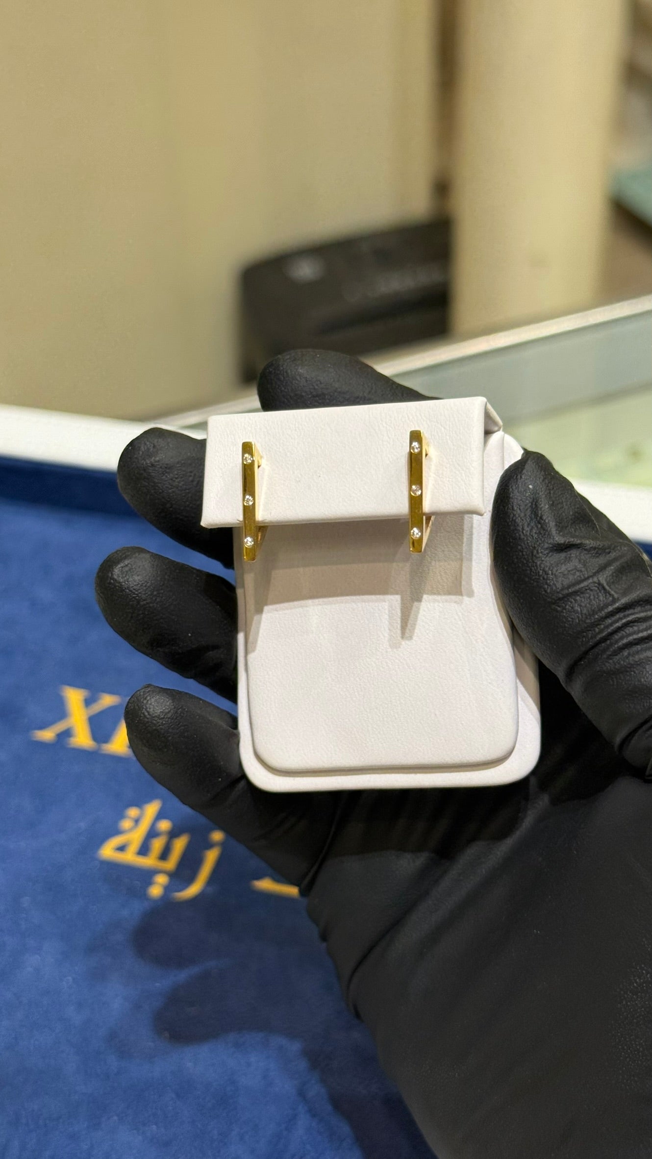 21K Gold Triangular Huggie Earrings