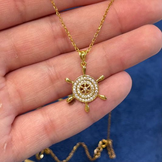 21K Gold Helm Necklace