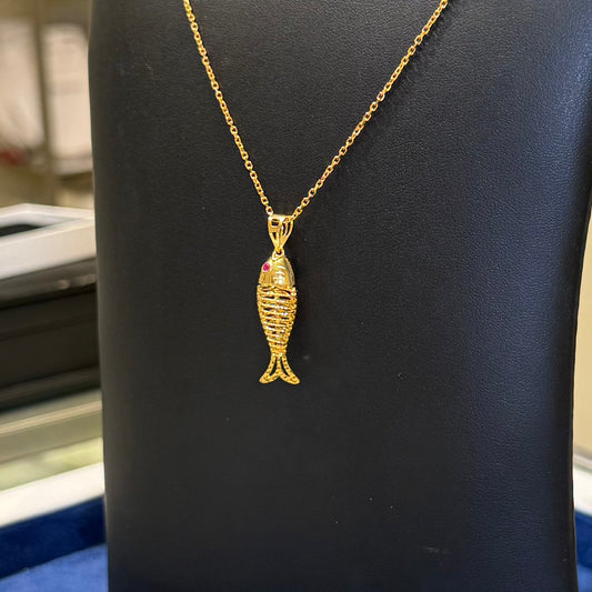 21K Gold Fish Necklace