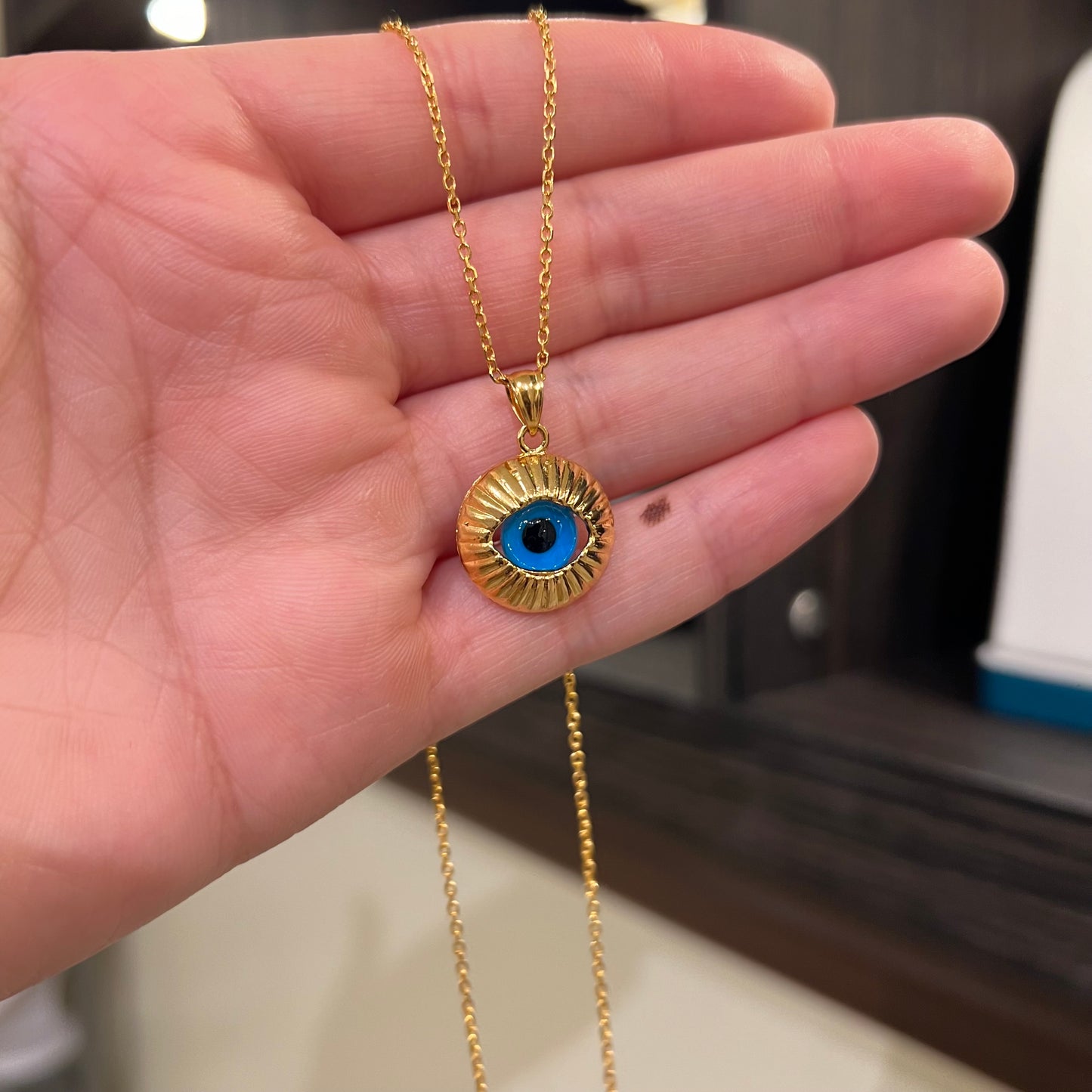 21K Gold Evil Eye Necklace