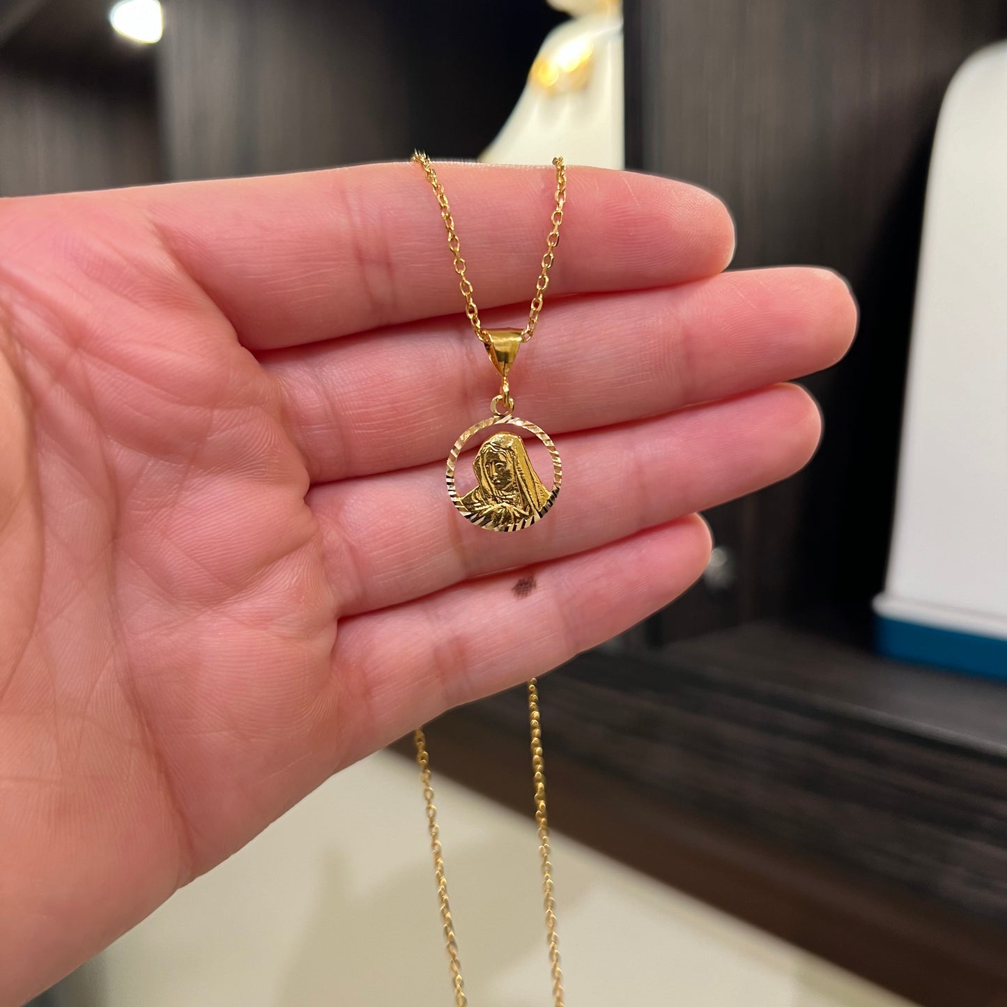 21K Gold Virgin Mary Necklace