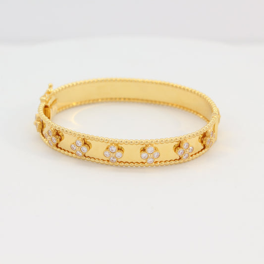 21K Gold Clover Cuff Bracelet