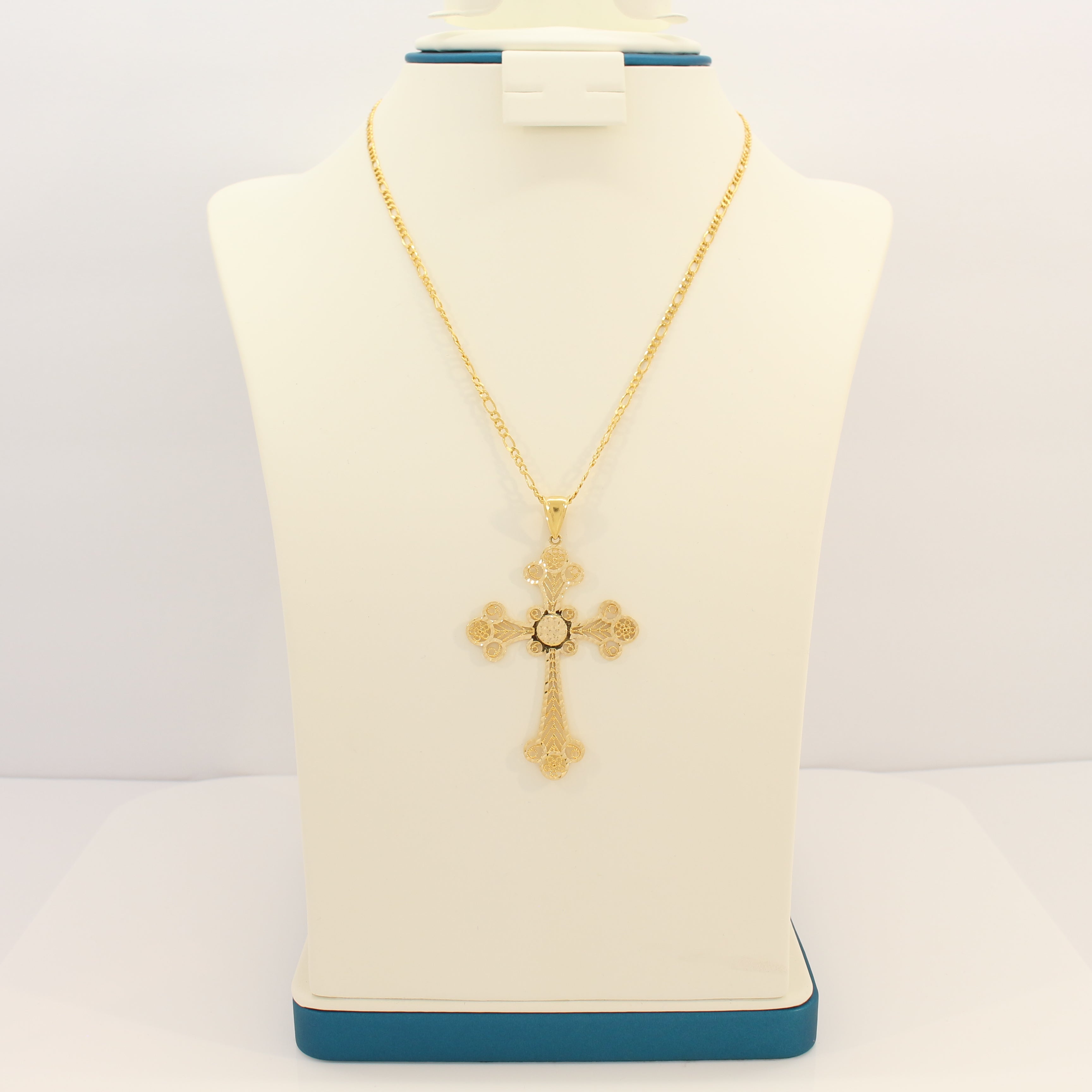 21k gold online cross pendant