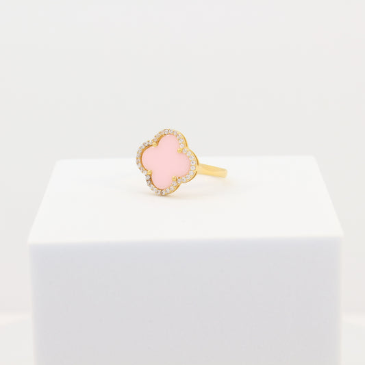 21K Gold Light Pink Clover Ring