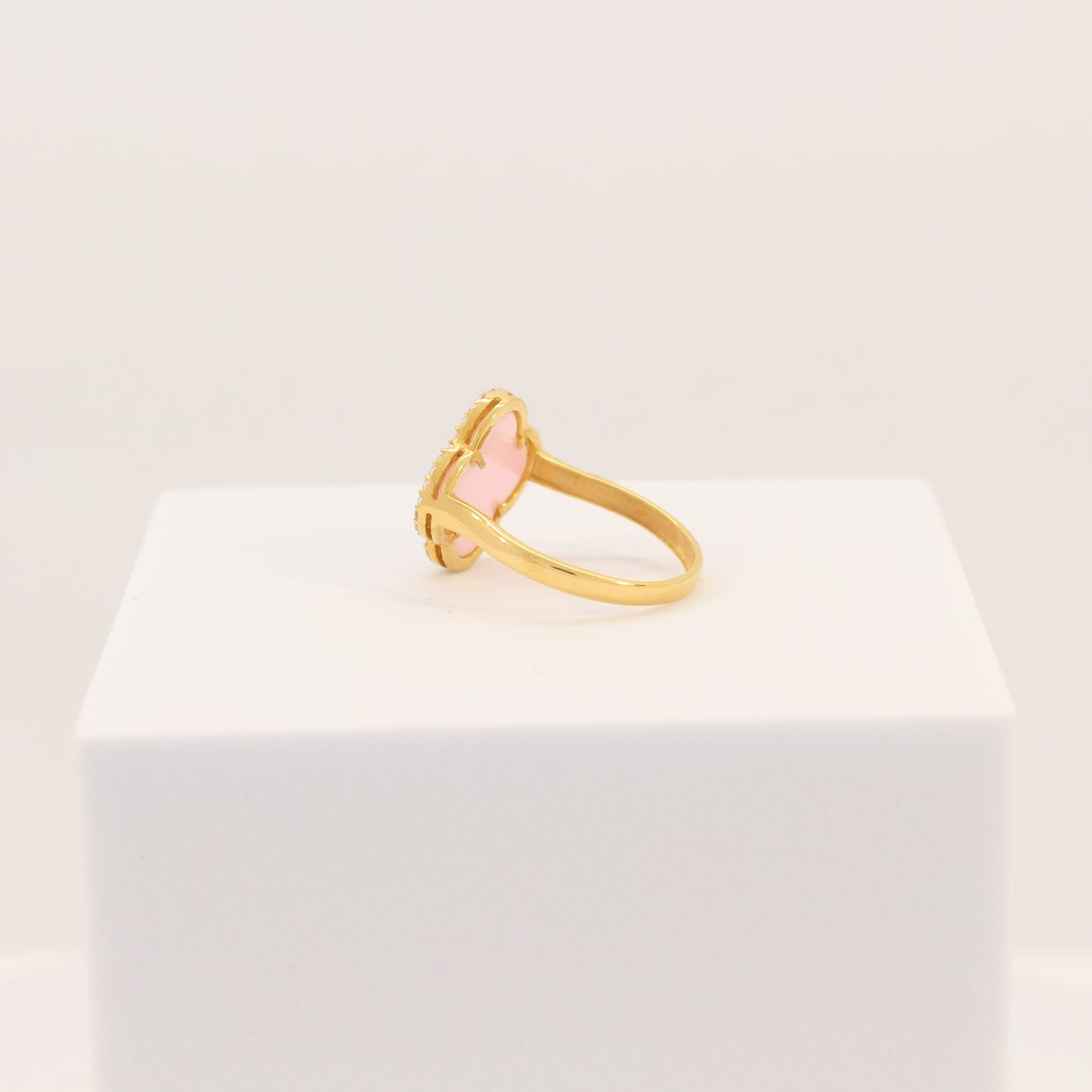 21K Gold Light Pink Clover Ring