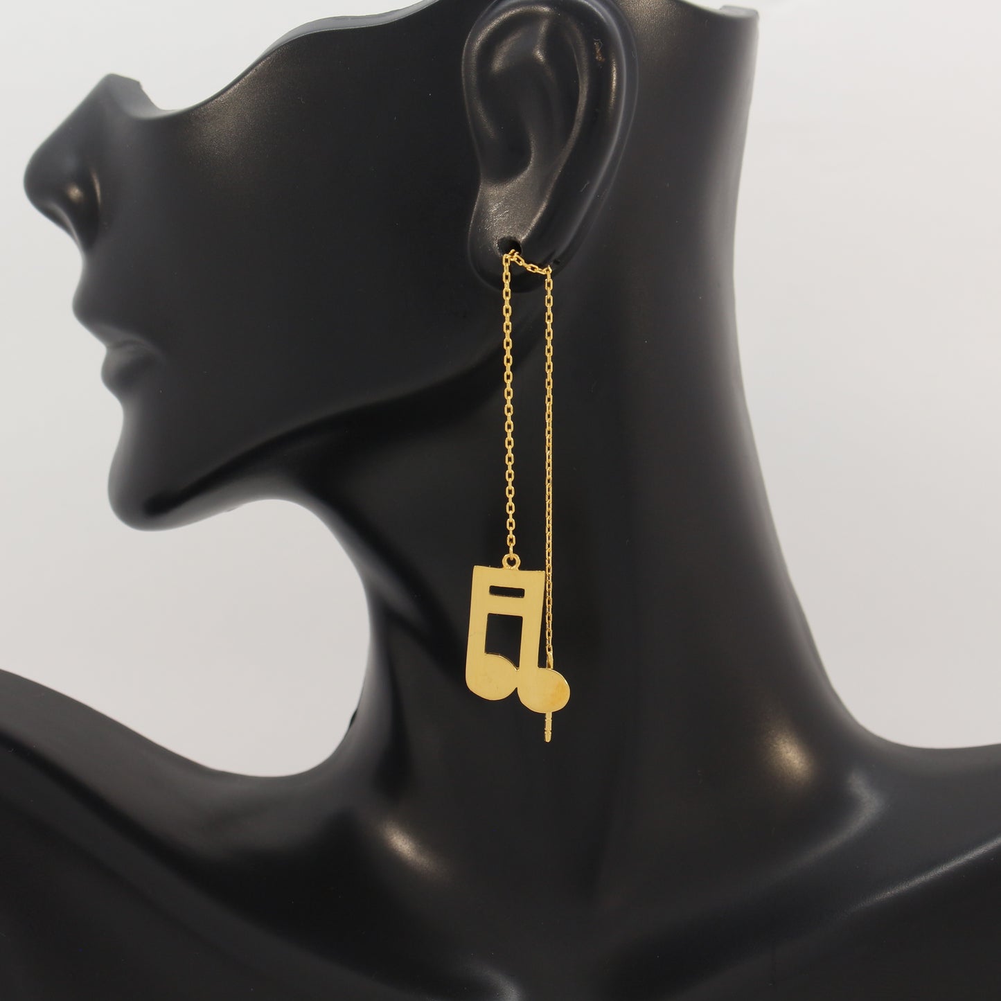 21K Gold Threader Earrings; Musical Notes