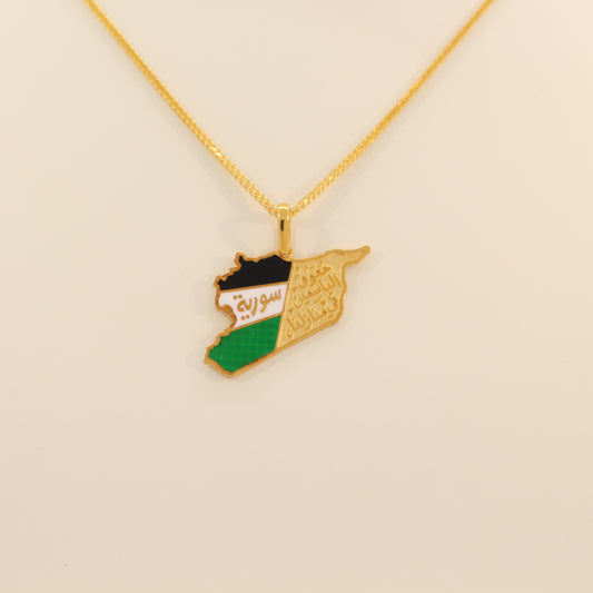 21K Gold Map of Syria Necklace