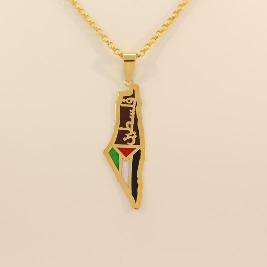 21K Gold Palestine Map Necklace