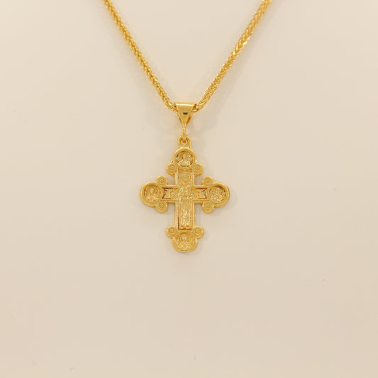 21K Byzantine Style Lobed Cross