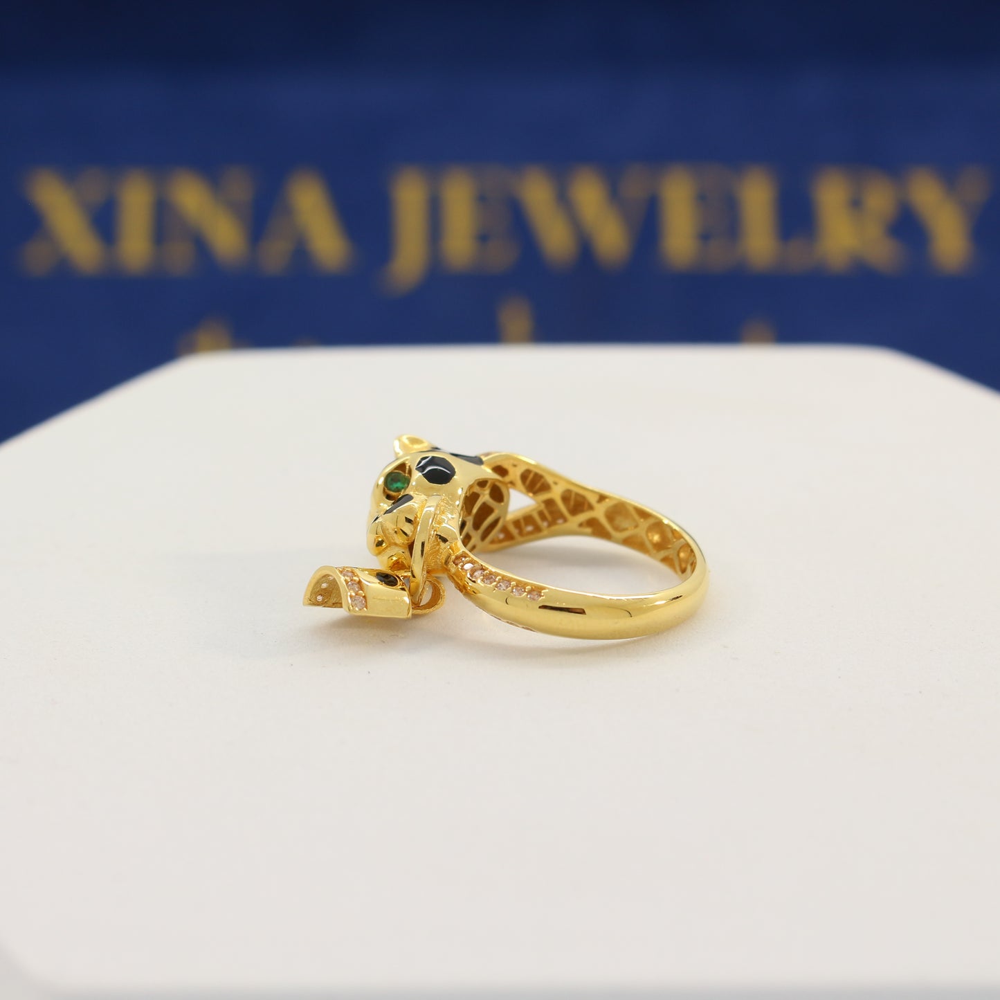 21K Gold Leopard Ring (size 7.5)