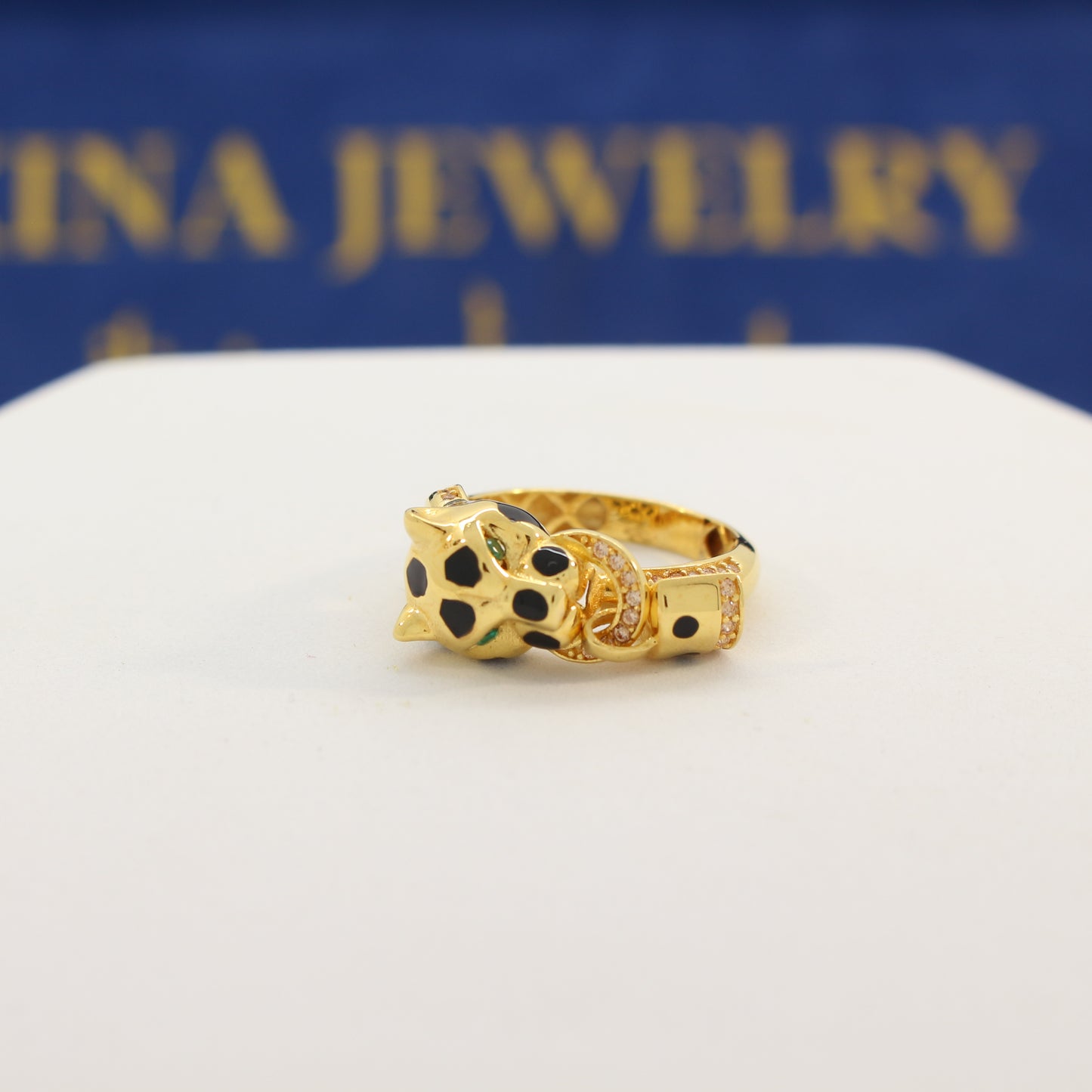 21K Gold Leopard Ring (size 7.5)