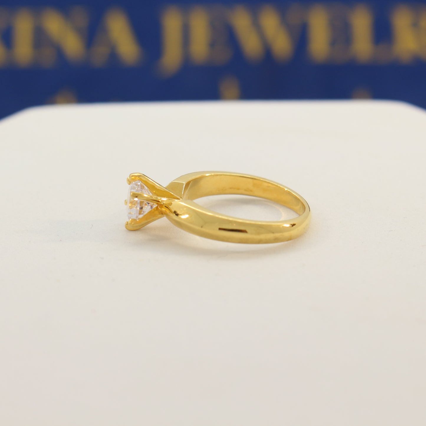 21K Gold Solitaire Ring (size 5-7.5)