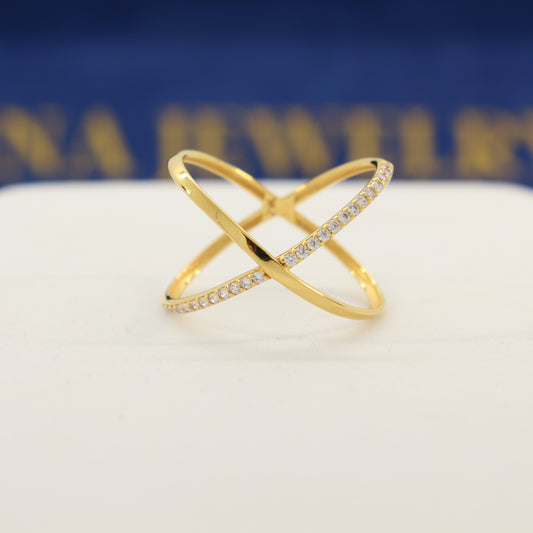 21K Gold Crisscross Ring (size 10)