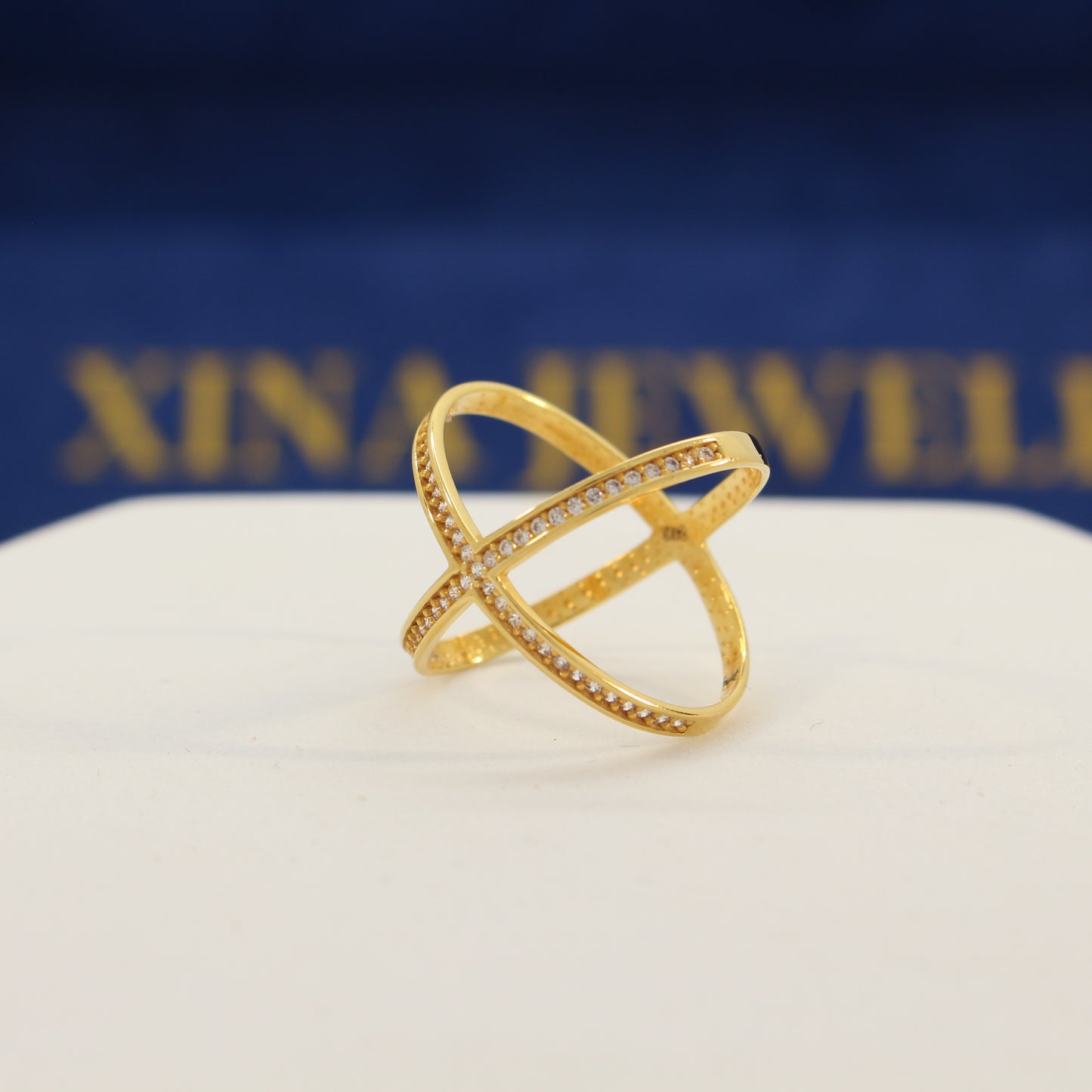 21K Gold Crisscross Ring (size 8)