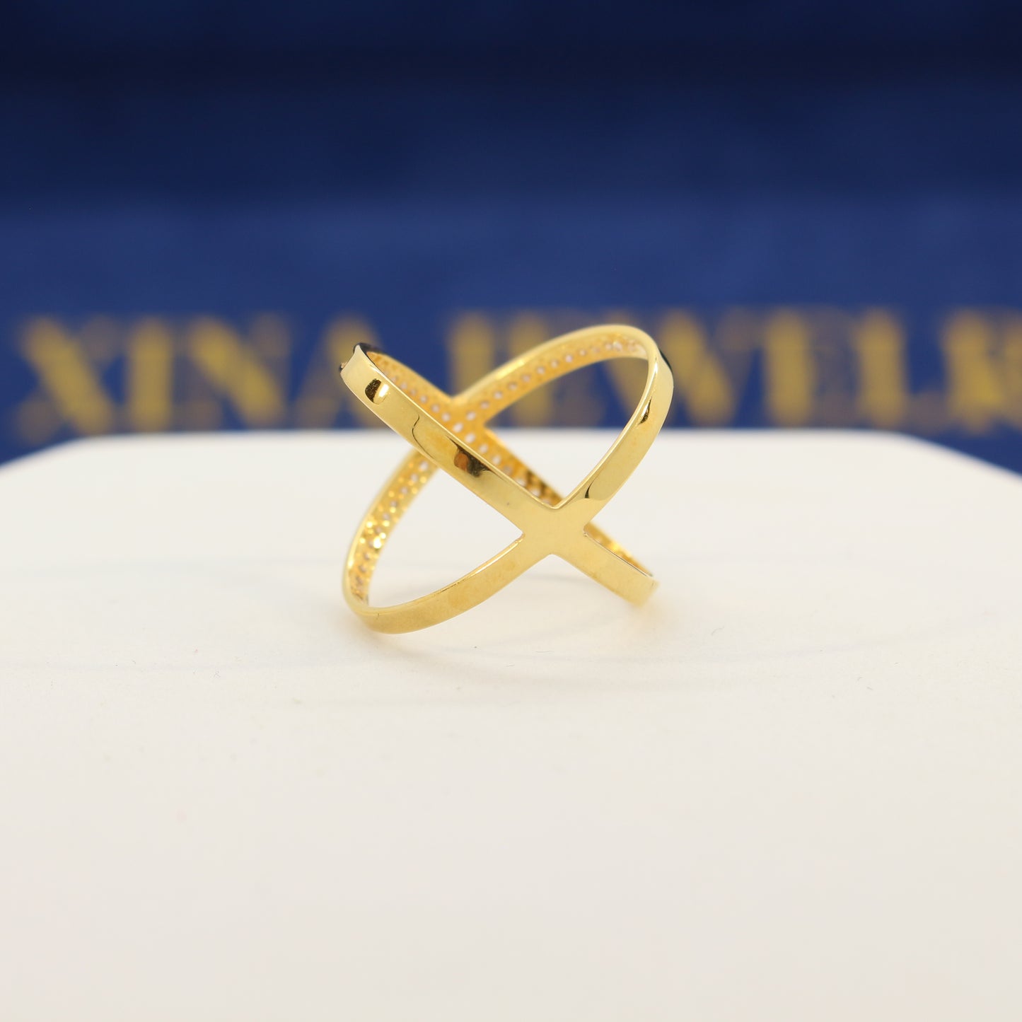 21K Gold Crisscross Ring (size 8)