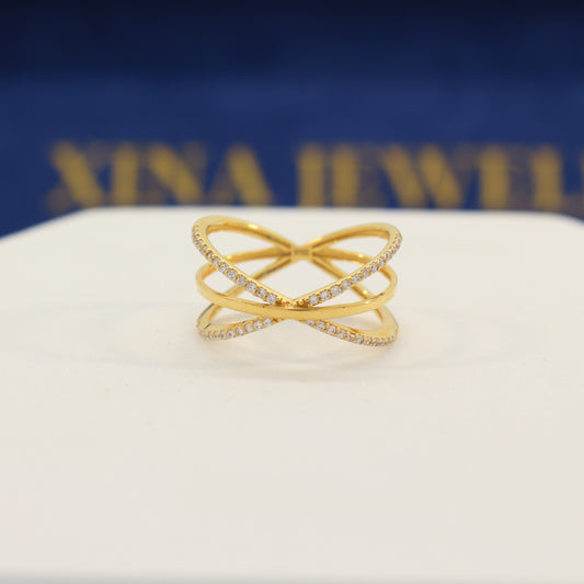 21K Gold Crisscross Ring (size 9)