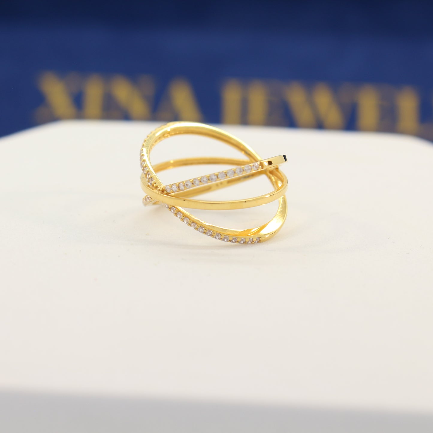 21K Gold Crisscross Ring (size 9)