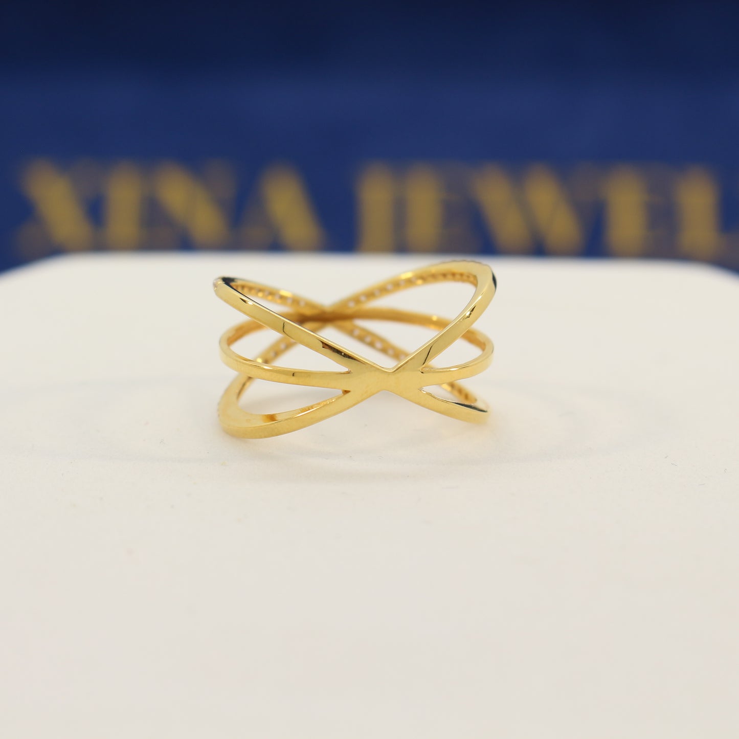 21K Gold Crisscross Ring (size 9)