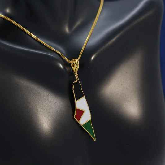 21K Gold Palestine Map Necklace