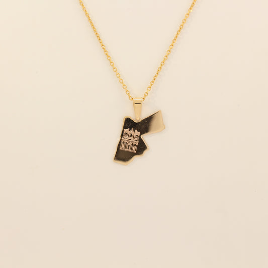 21K Gold Map of Jordan Necklace