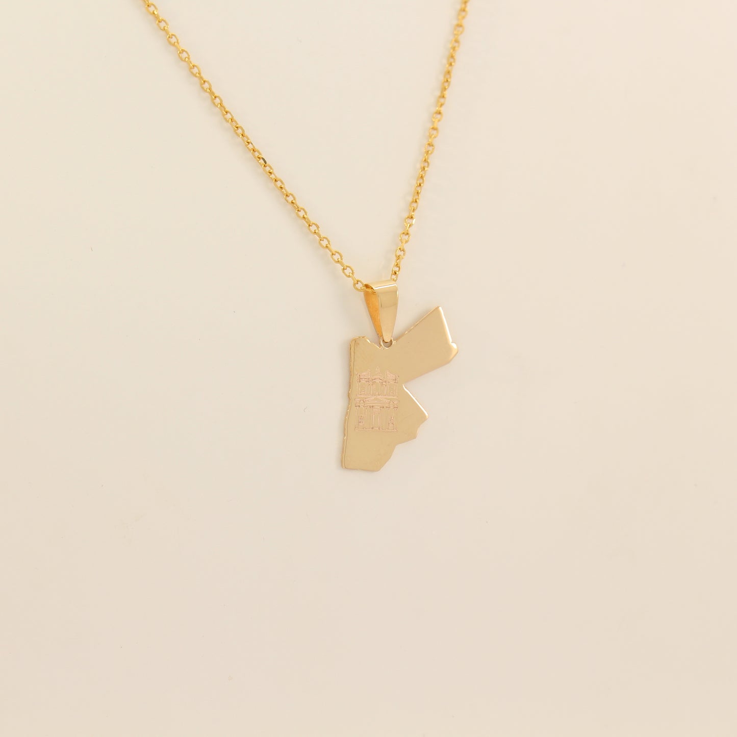 21K Gold Map of Jordan Necklace