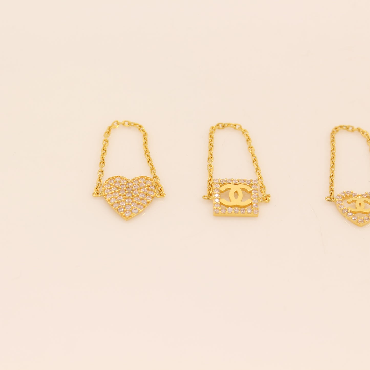 21K Gold Chain Rings Size 6.5