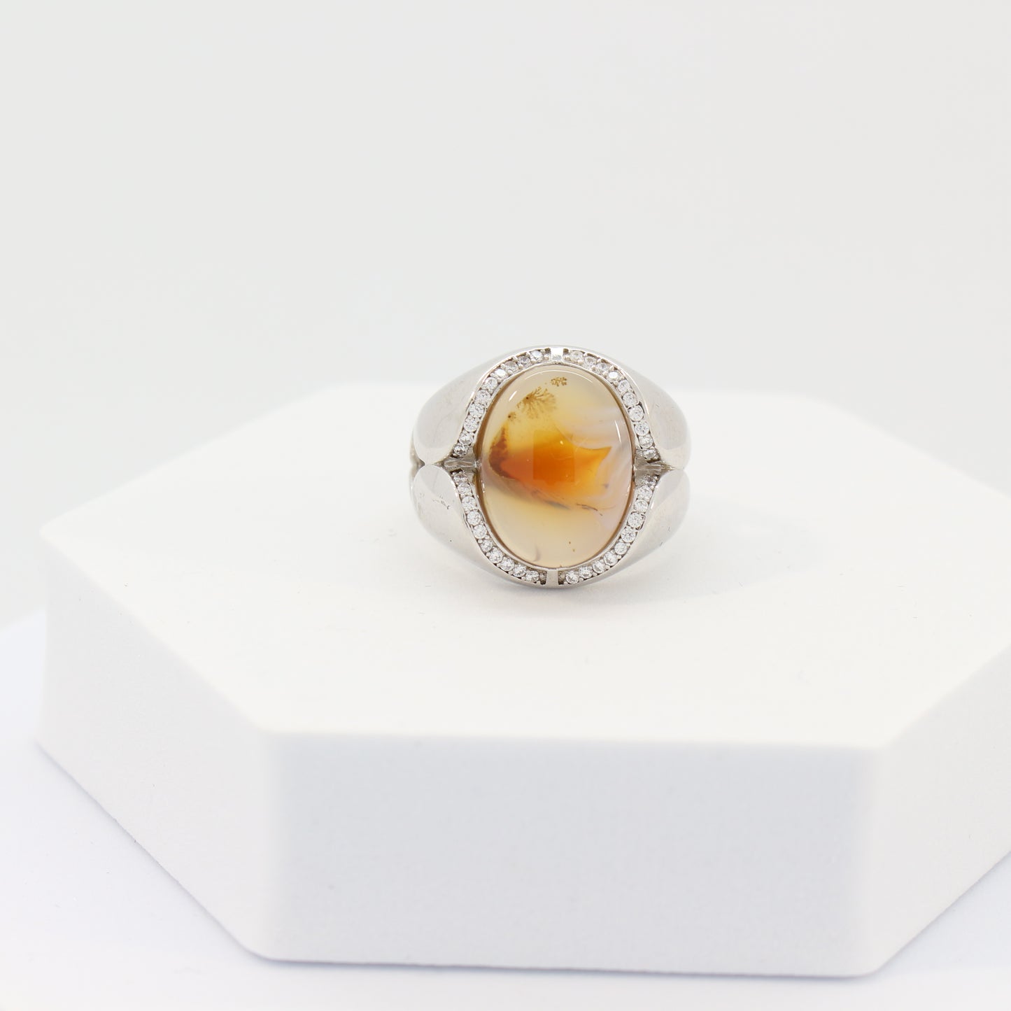 Sterling Silver Agate Turkish Ring (sz 10.5)