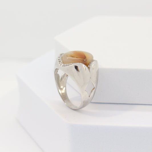 Sterling Silver Agate Turkish Ring (sz 10.5)