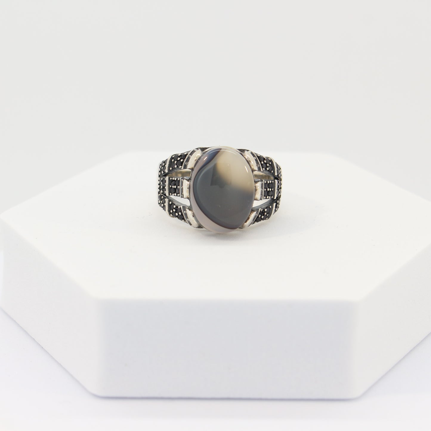 Sterling Silver Agate Turkish Ring (sz 11)